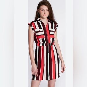 Express orange and Black Striped Dress adorable and flattering size M NWT